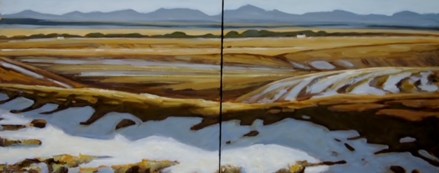 Late Snow in Foothills - Diptych - 20" x 48"